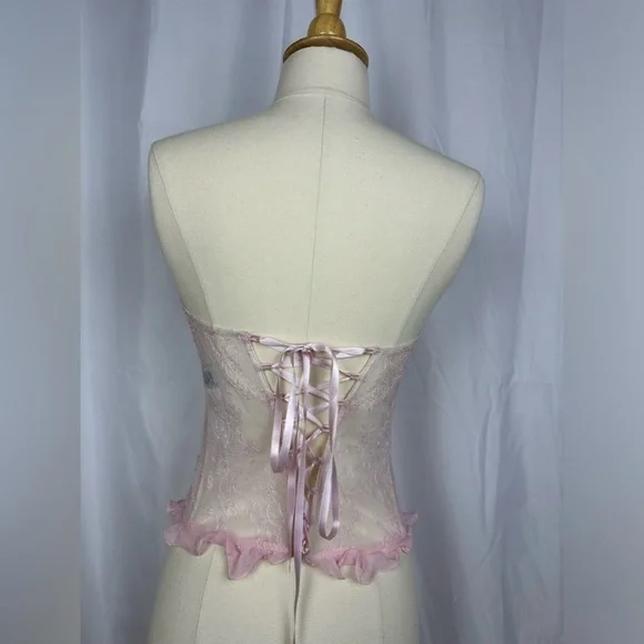 NWT Vintage Janet Reger Pink Lace Basque Sz  34 - Picture 4 of 6